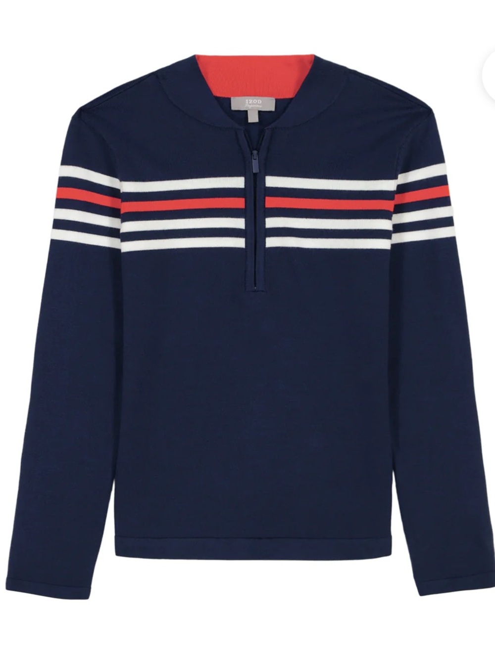 Izod Zoey Striped 1/4 Zip Knit Pullover Medieval Blue NEW! - Picture 5 of 11